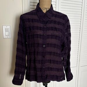 Purple Sheer Button-down Blouse